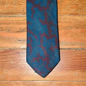 Paisley Patterned Tie - Blue and Brown